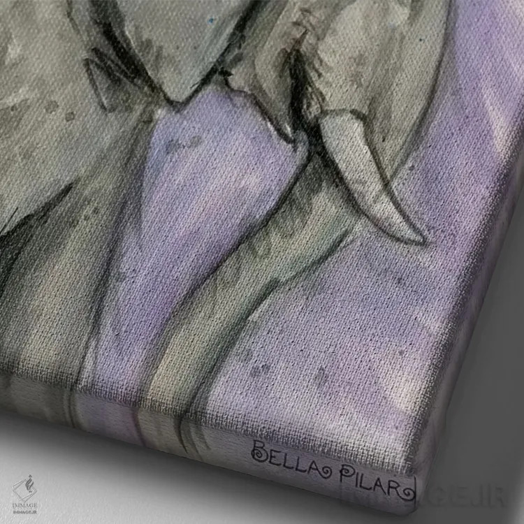 تابلو فیل باشکوه الیز زیبا اثر بلا پیلار - نمای نزدیک بافت بوم