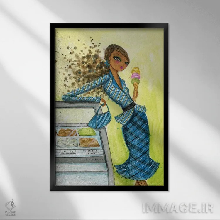 تابلو رویای بستنی ژلاتو اثر بلا پیلار - نمای قابدار مشکی