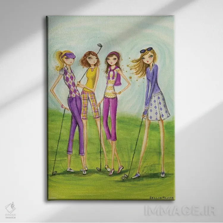 تابلو گلف بانوان با استایل خاص اثر بلا پیلار - نمای روبهرو روی دیوار