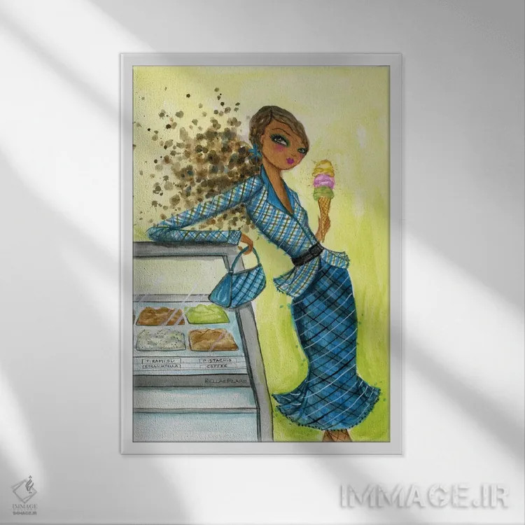 تابلو رویای بستنی ژلاتو اثر بلا پیلار - نمای قابدار سفید