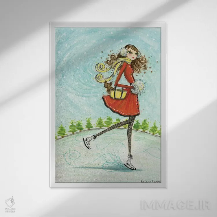 تابلو اسکیت سواری دور اثر بلا پیلار - نمای قابدار سفید