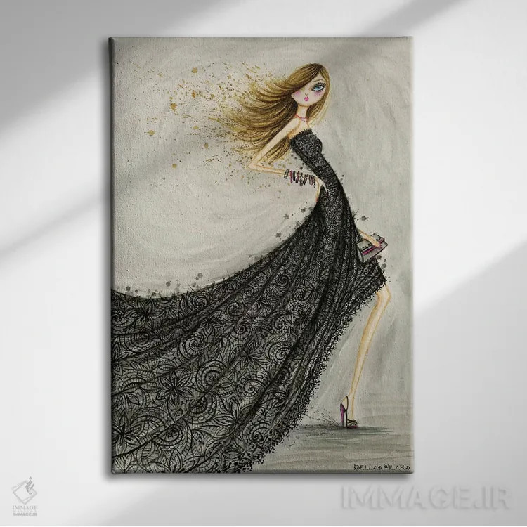 تابلو تور مشکی کلاسیک اثر بلا پیلار - نمای روبهرو روی دیوار