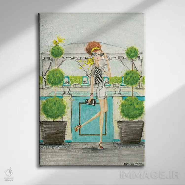 تابلو کابانا (آلاچیق کنار استخر) اثر بلا پیلار - نمای روبهرو روی دیوار