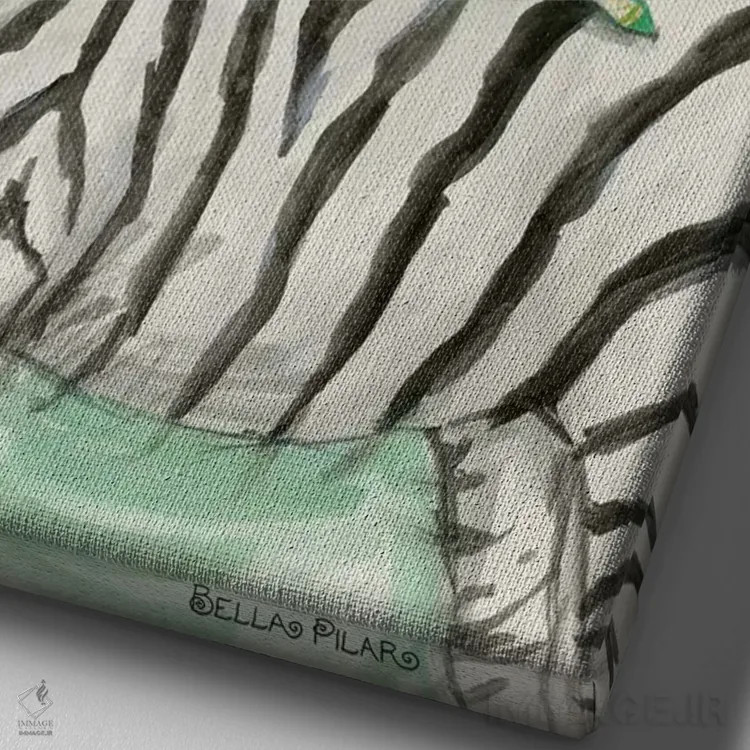 تابلو گورخر زیا اثر بلا پیلار - نمای نزدیک بافت بوم