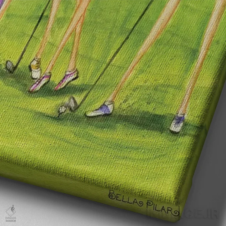 تابلو گلف بانوان با استایل خاص اثر بلا پیلار - نمای نزدیک بافت بوم