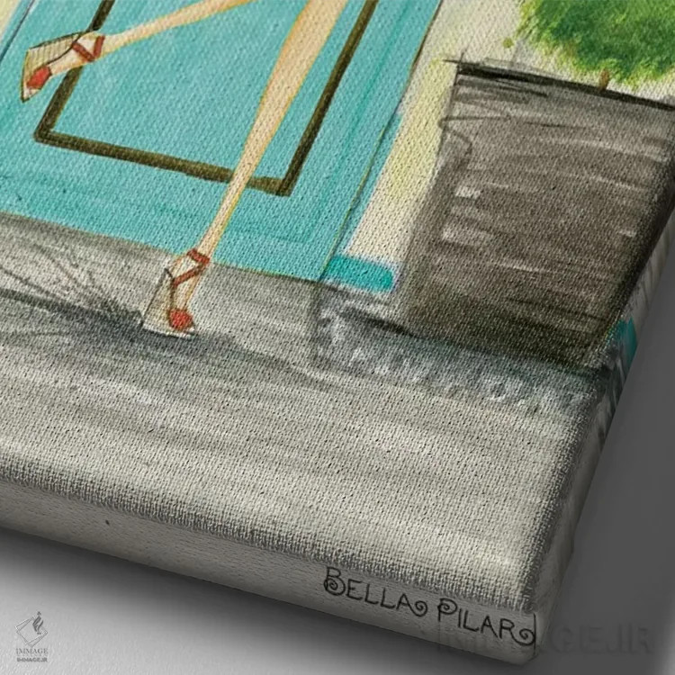 تابلو کابانا (آلاچیق کنار استخر) اثر بلا پیلار - نمای نزدیک بافت بوم