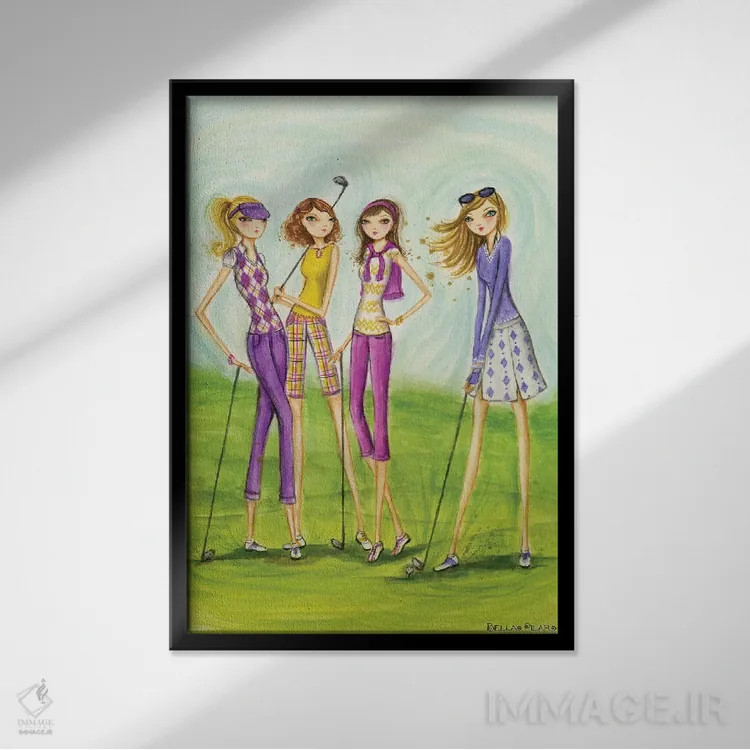 تابلو گلف بانوان با استایل خاص اثر بلا پیلار - نمای قابدار مشکی