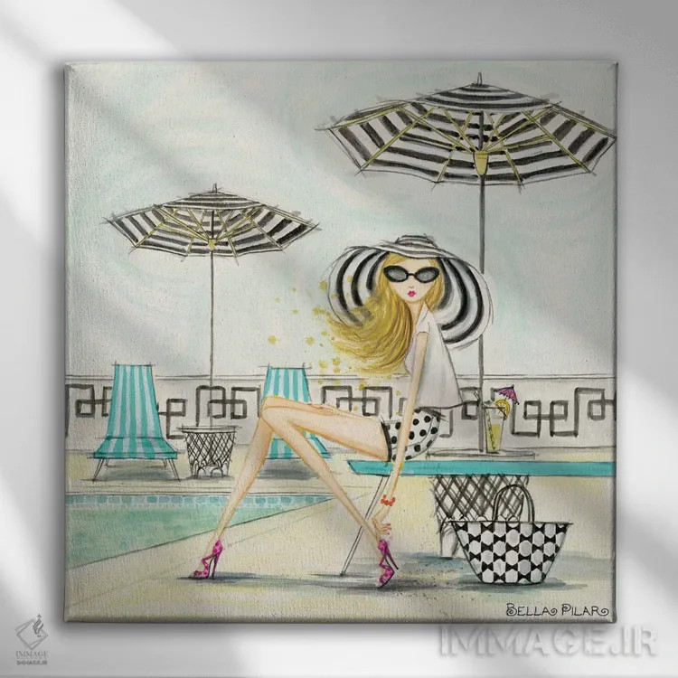 تابلو کنار استخر اثر بلا پیلار - نمای روبهرو روی دیوار