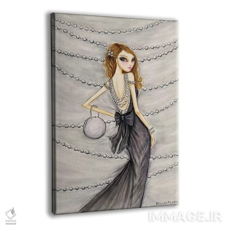 تابلو پرشیا زیبا با مرواریدها اثر بلا پیلار - نمای پرسپکتیو محصول
