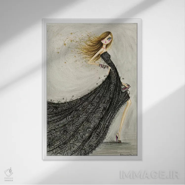 تابلو تور مشکی کلاسیک اثر بلا پیلار - نمای قابدار سفید