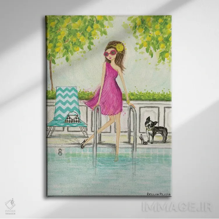 تابلو آبتنی در استخر اثر بلا پیلار - نمای روبهرو روی دیوار