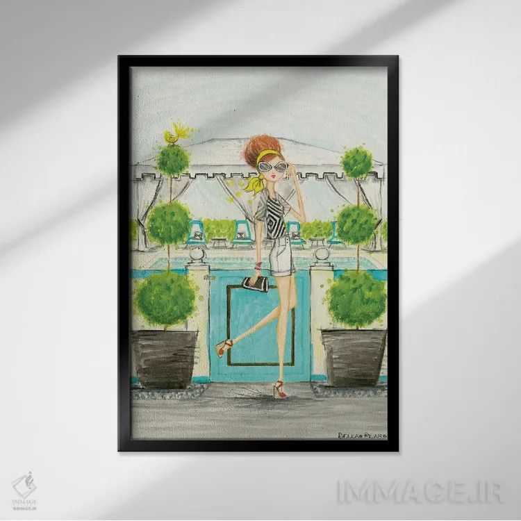 تابلو کابانا (آلاچیق کنار استخر) اثر بلا پیلار - نمای قابدار مشکی