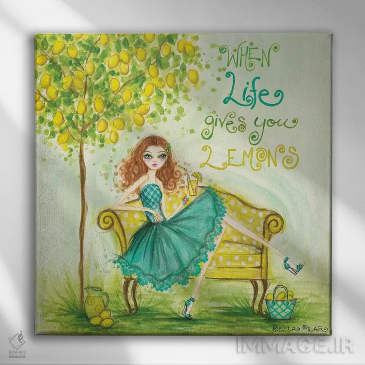 تابلو وقتی زندگی به تو لیمو میدهد اثر بلا پیلار - نمای روبهرو روی دیوار