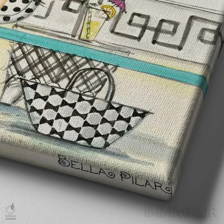 تابلو کنار استخر اثر بلا پیلار - نمای نزدیک بافت بوم