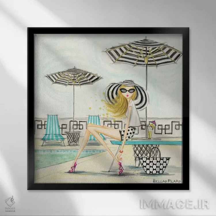 تابلو کنار استخر اثر بلا پیلار - نمای قابدار مشکی