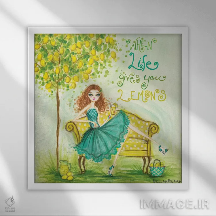 تابلو وقتی زندگی به تو لیمو میدهد اثر بلا پیلار - نمای قابدار سفید