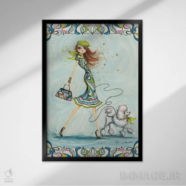 تابلو پوچی و پرنسس در پاریس اثر بلا پیلار - نمای قابدار مشکی