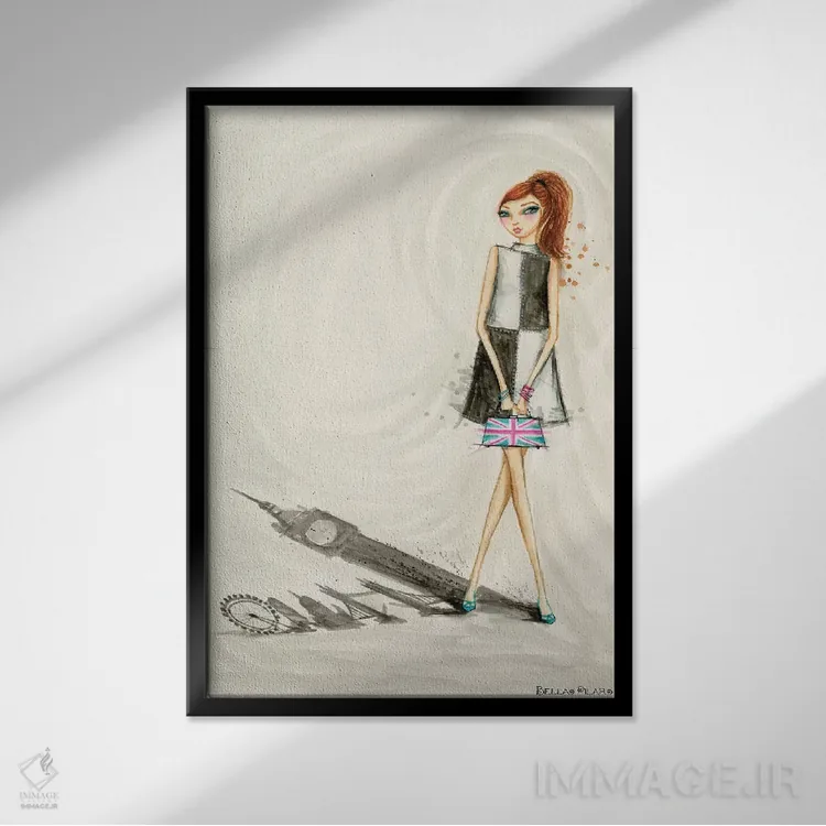 تابلو افق مدرن لندن اثر بلا پیلار - نمای قابدار مشکی