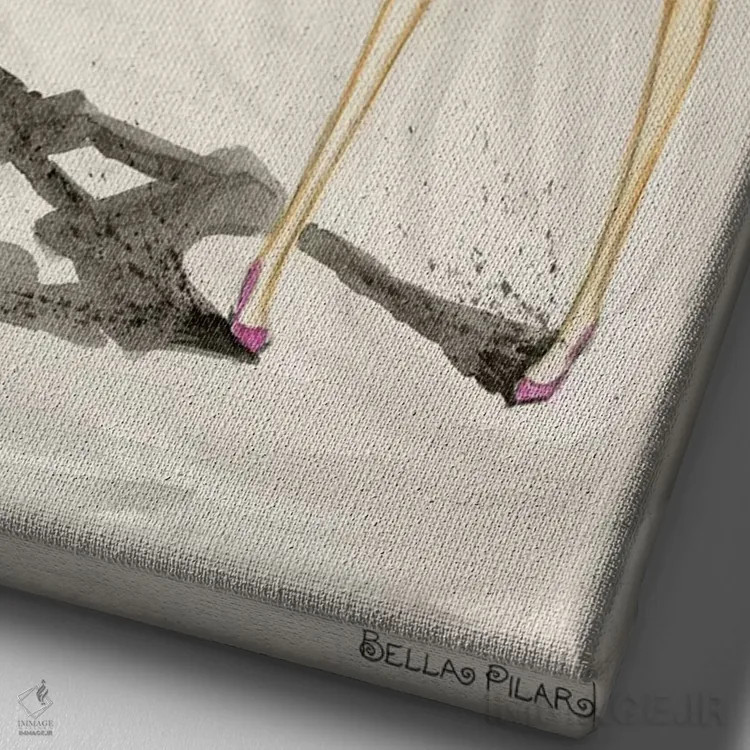 تابلو شیکپوشی پاریسی اوه لا لا اثر بلا پیلار - نمای نزدیک بافت بوم