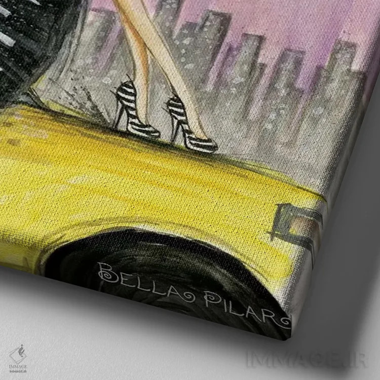 تابلو سواری شیک در نیویورک اثر بلا پیلار - نمای نزدیک بافت بوم