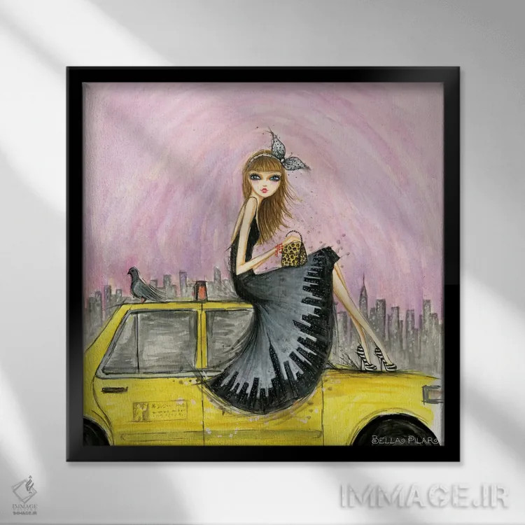 تابلو سواری شیک در نیویورک اثر بلا پیلار - نمای قابدار مشکی