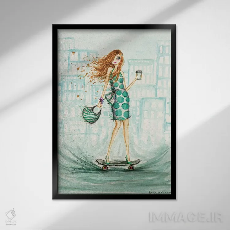 تابلو اسکیتسوار uptown اثر بلا پیلار - نمای قابدار مشکی