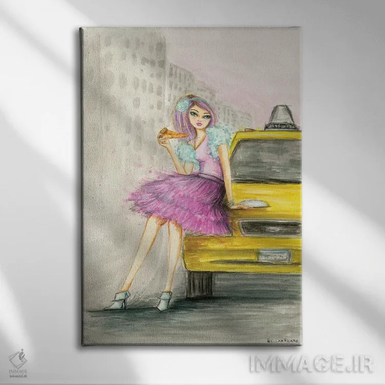 تابلو غذا خوردن و فرار کردن اثر بلا پیلار - نمای روبهرو روی دیوار