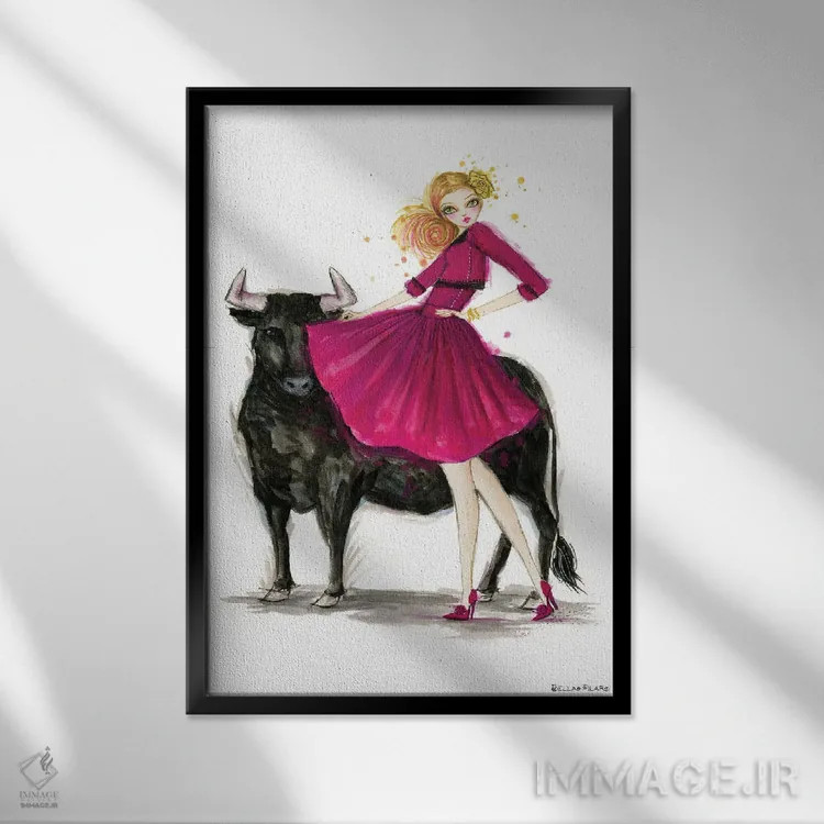 تابلو ثور (برج فلکی) اثر بلا پیلار - نمای قابدار مشکی