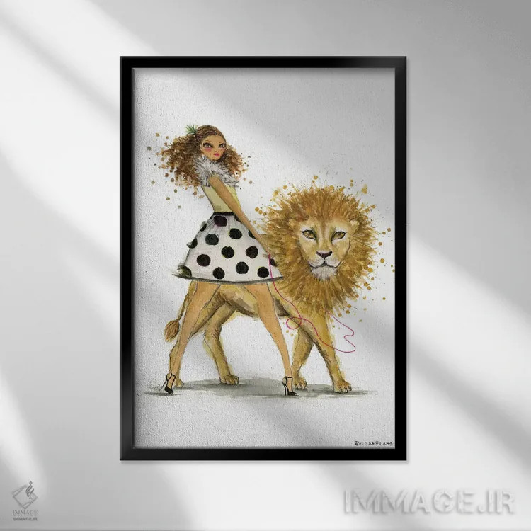 تابلو اسد (برج فلکی) اثر بلا پیلار - نمای قابدار مشکی