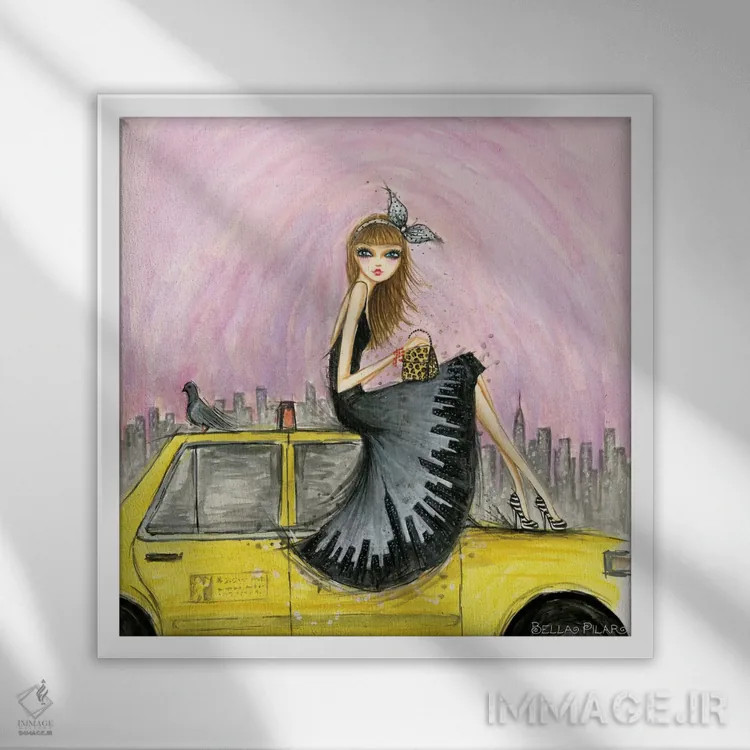 تابلو سواری شیک در نیویورک اثر بلا پیلار - نمای قابدار سفید