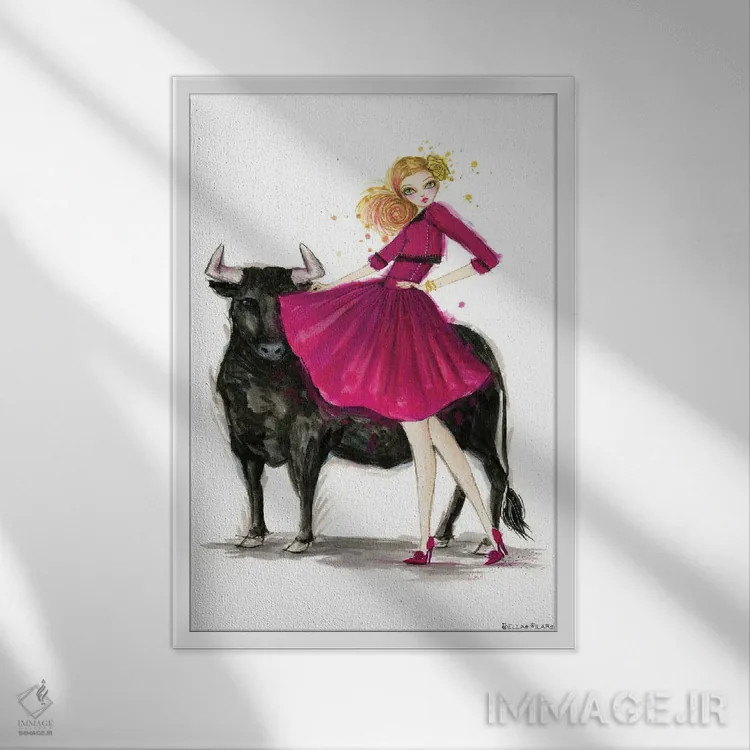 تابلو ثور (برج فلکی) اثر بلا پیلار - نمای قابدار سفید