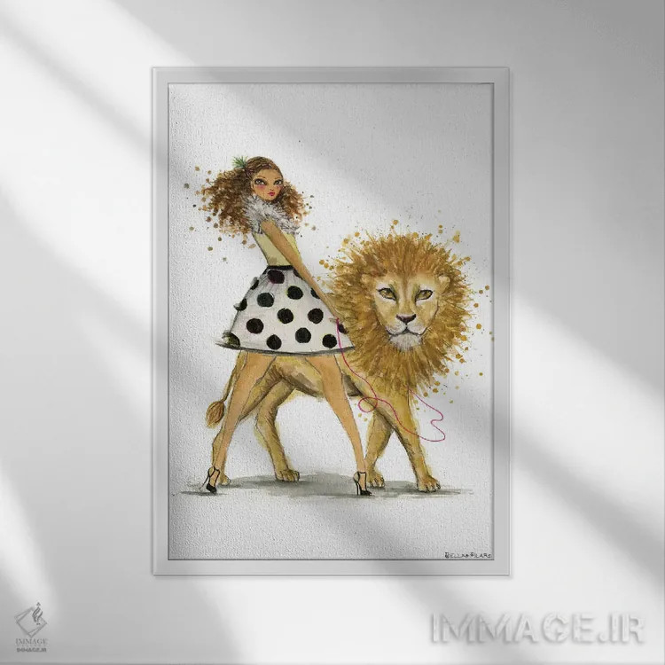 تابلو اسد (برج فلکی) اثر بلا پیلار - نمای قابدار سفید