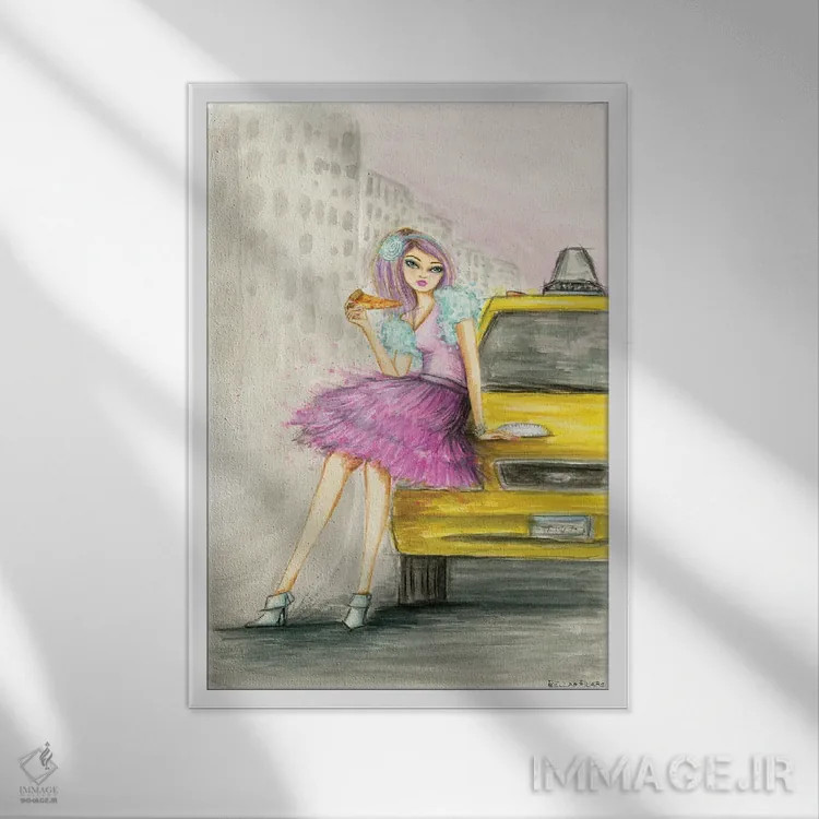 تابلو غذا خوردن و فرار کردن اثر بلا پیلار - نمای قابدار سفید