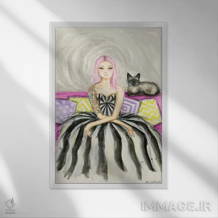 تابلو رنگبندی سیامی (آسیای جنوبشرقی) اثر بلا پیلار - نمای قابدار سفید