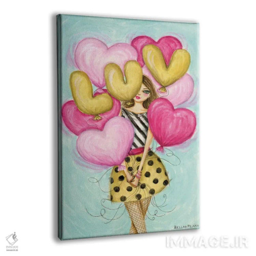 تابلو دسته بادکنک دوستت دارم اثر بلا پیلار - نمای پرسپکتیو محصول