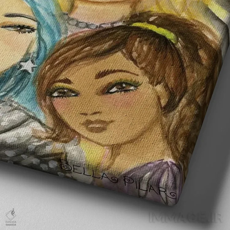 تابلو زنان جسور و درخشان اثر بلا پیلار - نمای نزدیک بافت بوم