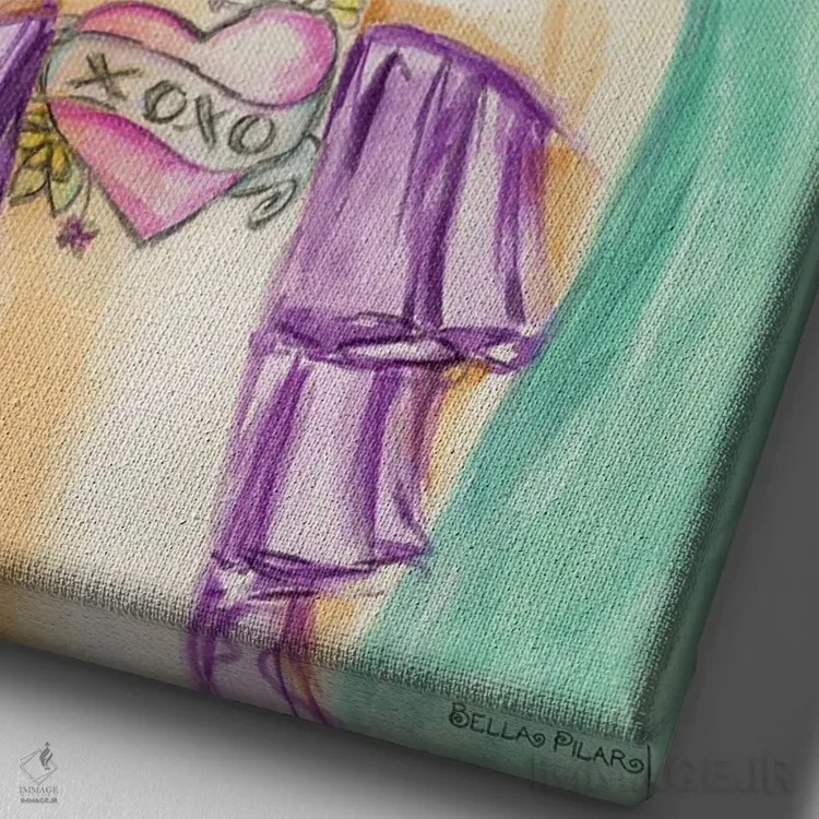 تابلو بوس و بغل (X و O) اثر بلا پیلار - نمای نزدیک بافت بوم