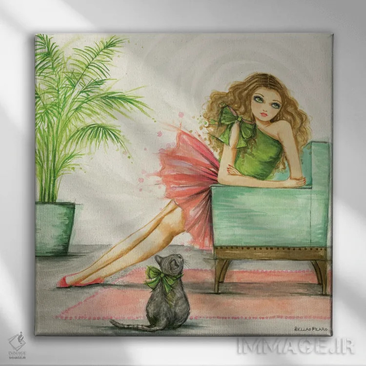 تابلو دوستدار گربهها اثر بلا پیلار - نمای روبهرو روی دیوار