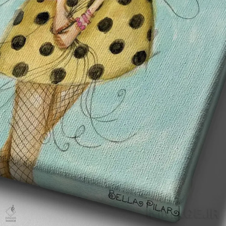 تابلو دسته بادکنک دوستت دارم اثر بلا پیلار - نمای نزدیک بافت بوم