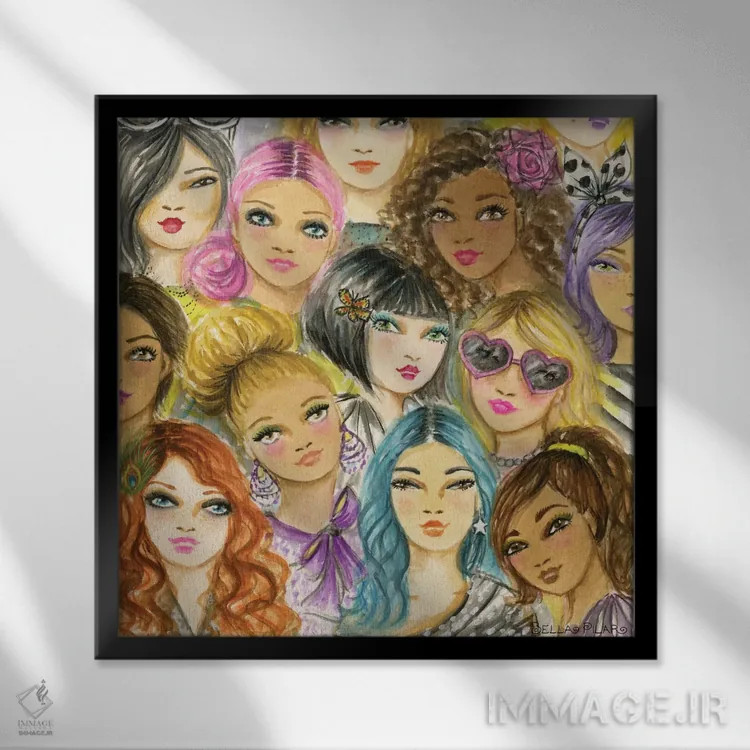 تابلو زنان جسور و درخشان اثر بلا پیلار - نمای قابدار مشکی