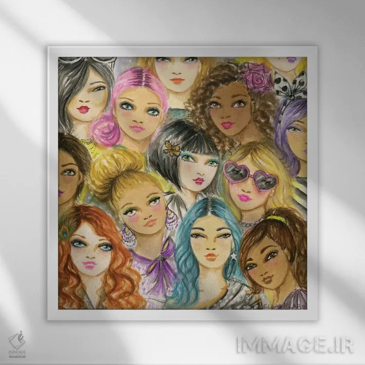 تابلو زنان جسور و درخشان اثر بلا پیلار - نمای قابدار سفید