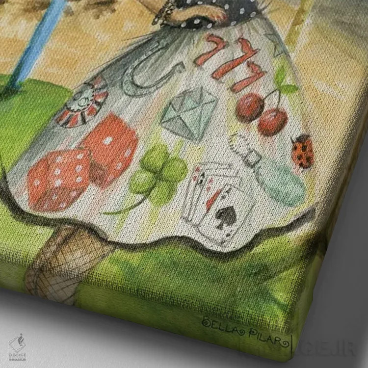 تابلو لوسیندای خوششانس اثر بلا پیلار - نمای نزدیک بافت بوم