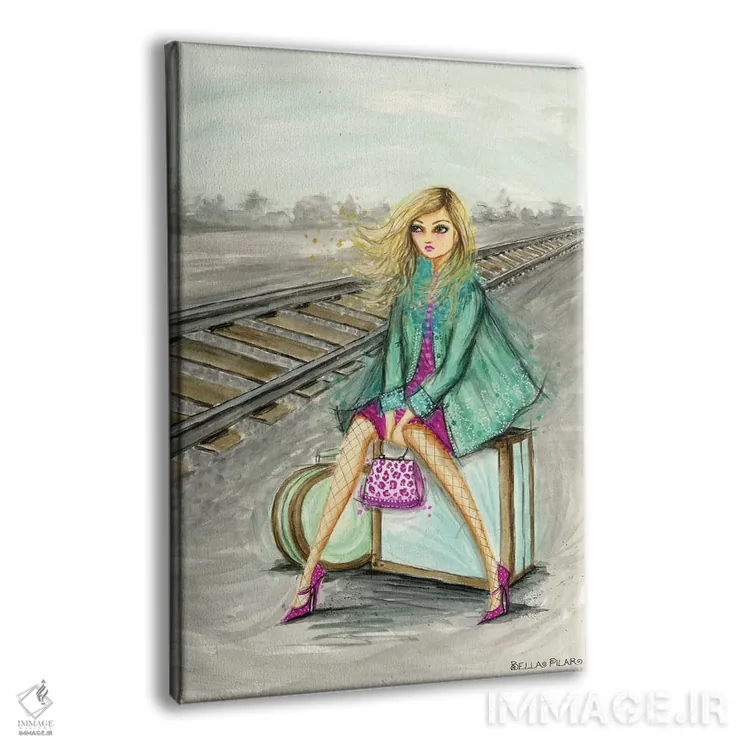 تابلو لولو منتظر کنار ریل قطار اثر بلا پیلار - نمای پرسپکتیو محصول