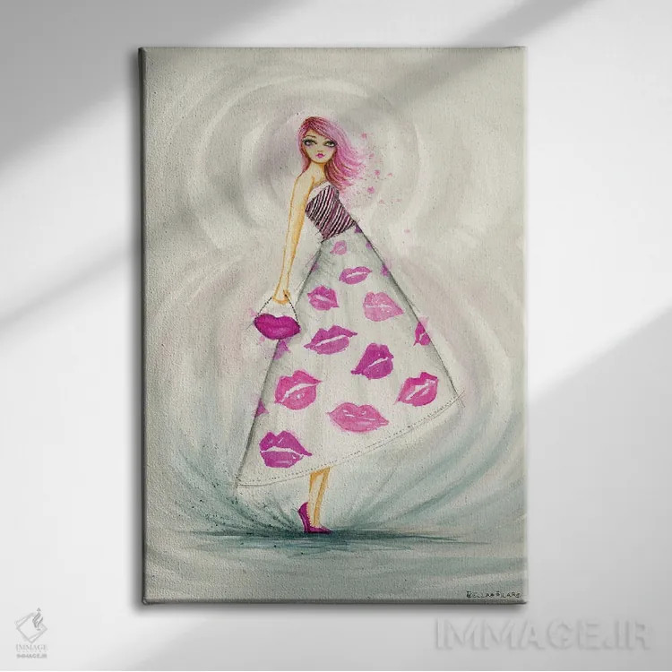تابلو باید رژلب و کیف را ست کنی اثر بلا پیلار - نمای روبهرو روی دیوار