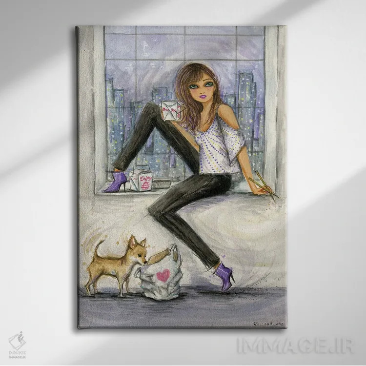 تابلو امشب غذای بیرونبر اثر بلا پیلار - نمای روبهرو روی دیوار