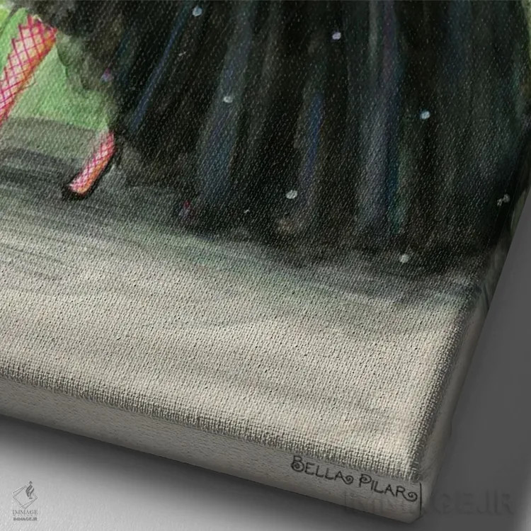 تابلو مهمانی روباز (فضای باز) اثر بلا پیلار - نمای نزدیک بافت بوم