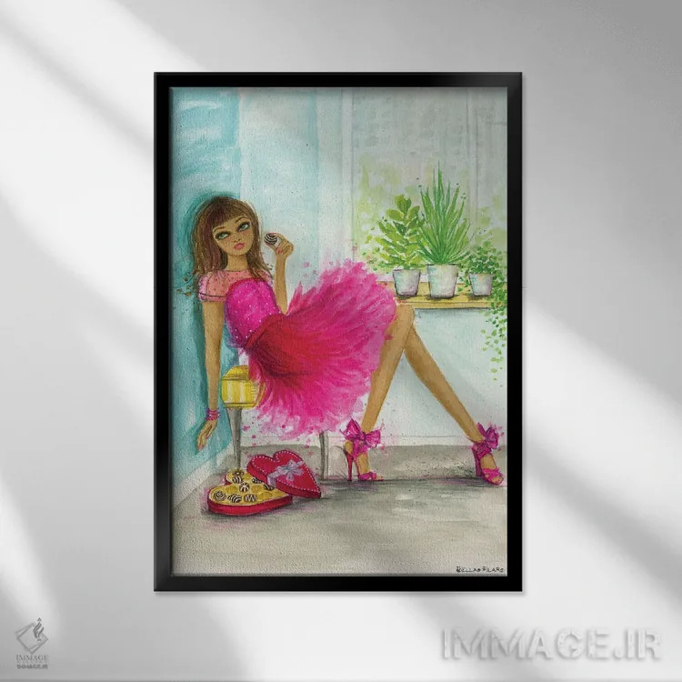 تابلو هوس شکلات آلیا اثر بلا پیلار - نمای قابدار مشکی