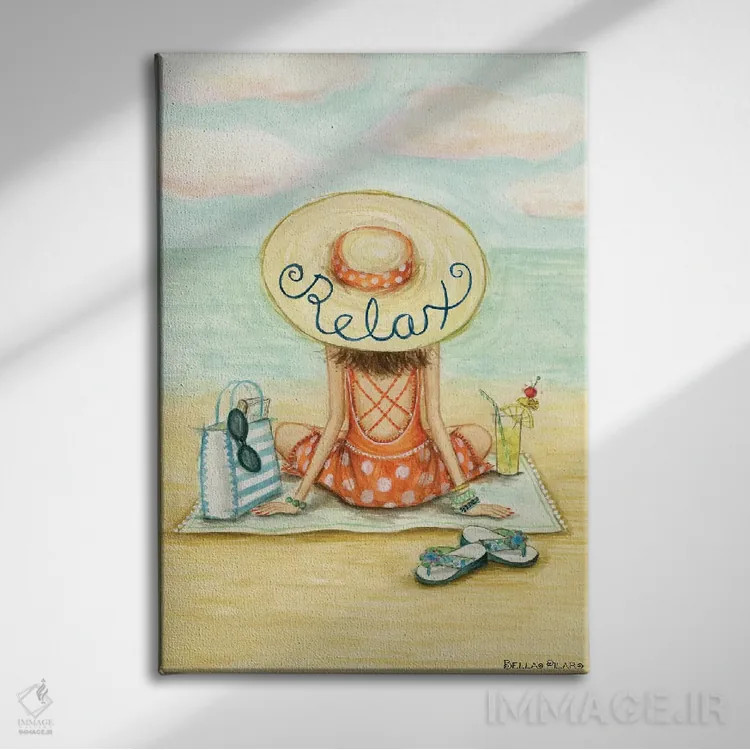 تابلو آرام باش، امروز روز ساحل است اثر بلا پیلار - نمای روبهرو روی دیوار