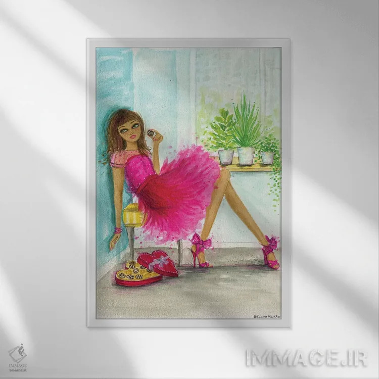 تابلو هوس شکلات آلیا اثر بلا پیلار - نمای قابدار سفید