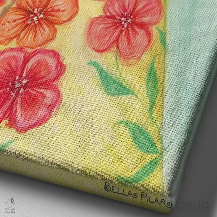 تابلو پیراهن گلدار تابستانی ملینا شیرین اثر بلا پیلار - نمای نزدیک بافت بوم
